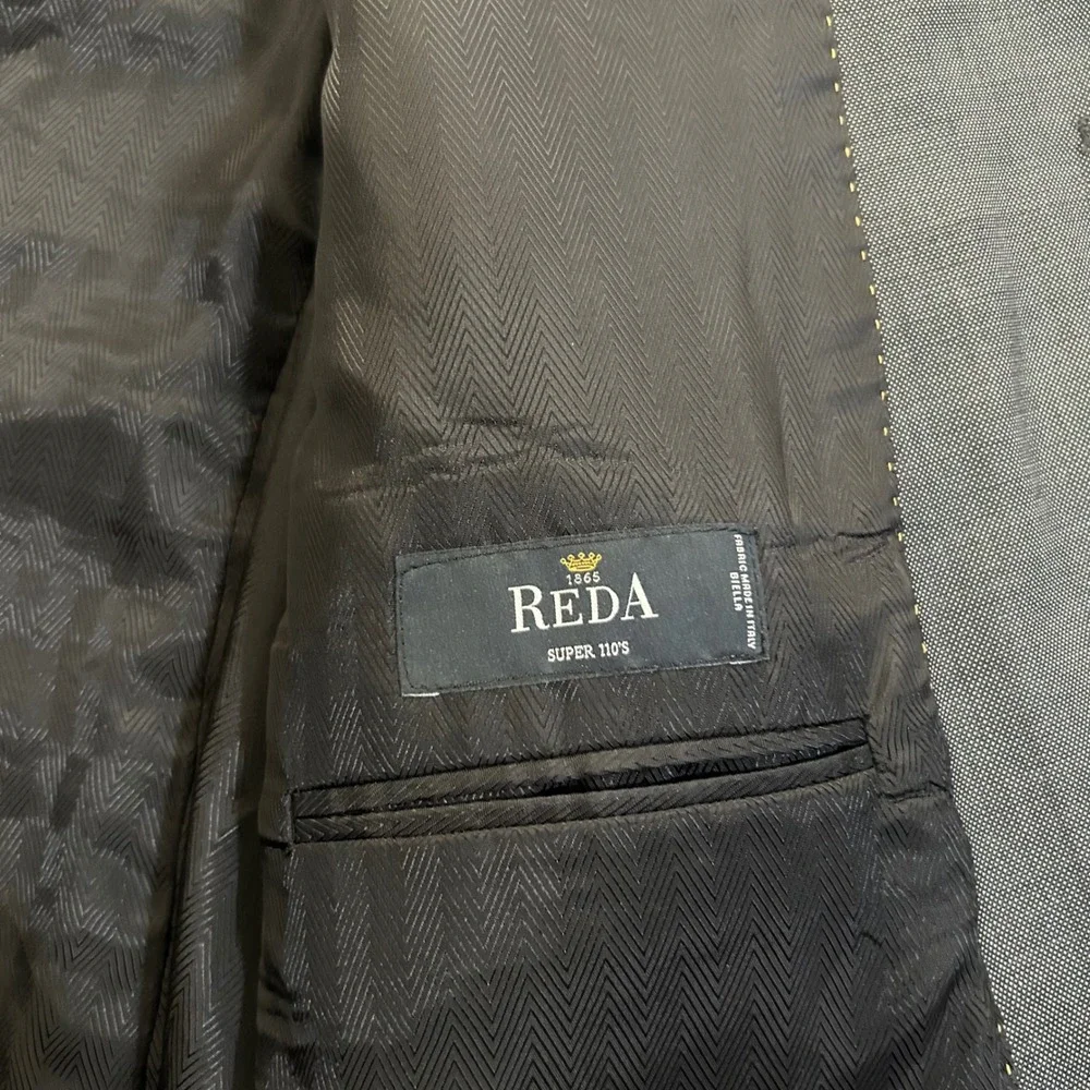Jos. A. Bank Reserve Suit Reda Wool 2pc Sz 44R W38 Gray Pleated Cuffed Sharkskin